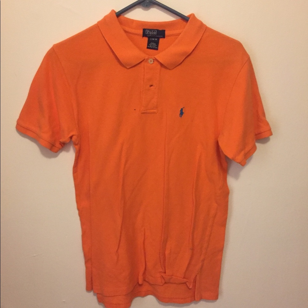 Orange Polo boys large 16/18